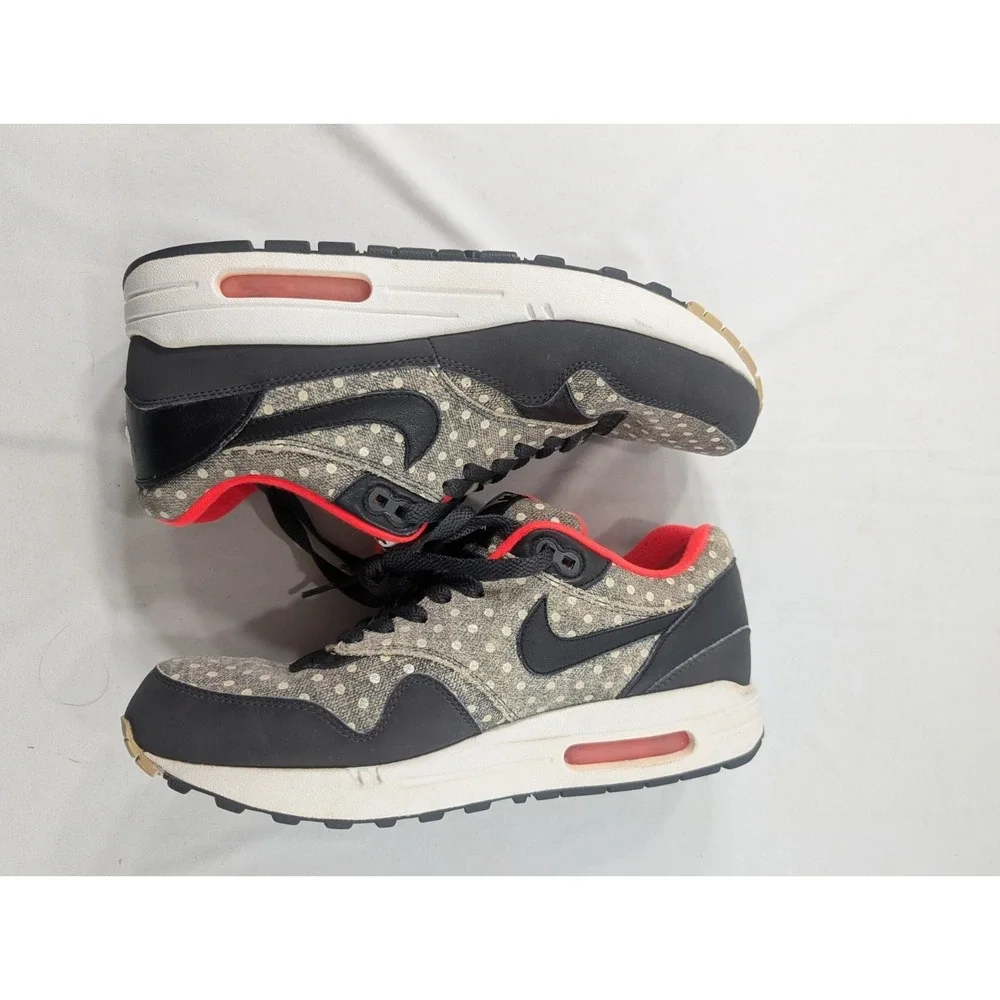 Nike Air Max 1 Shoes Mens Size 9 Black Gray Polka Dot 705282-002 Sneakers